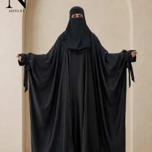 Noor-e-Bowknot Double Abaya (Black)